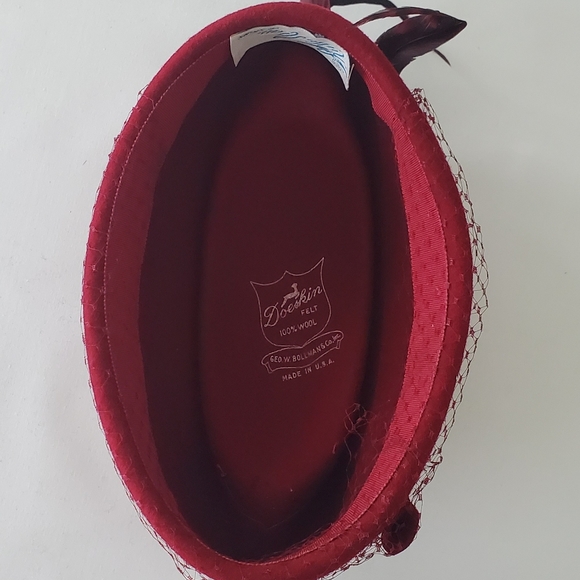 Vintage Burgundy 100% Wool Felt Hat By Ruth Alan - Picture 6 of 7